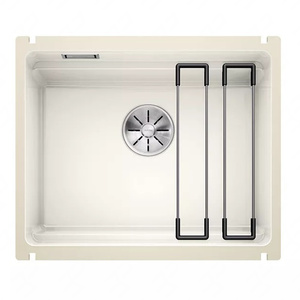 Zlewozmywak Blanco Etagon 500-U Ceramika PuraPlus biały połysk zlew podwieszany jednokomorowy odpływ InFino szyny ze stali szlachetnej