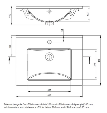 Umywalka wpuszczana w blat Deante Floks biała ceramiczna umywalka z otworem na baterię pokryta powłoką antybakteryjną