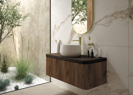 Umywalka nablatowa ceramiczna Deante Arnika biała okrągła umywalka wykonana z wytrzymałej ceramiki powłoka antybakteryjna