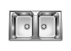 Zlewozmywak Blanco Lemis 8-IF stal szczotkowana zlew dwukomorowy montowany na równi z blatem o prostym kształcie i modnym wyglądzie