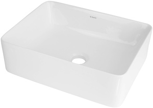 Umywalka nablatowa ceramiczna Deante Jasmin biała prostokątna umywalka wykonana z wytrzymałej ceramiki powłoka antybakteryjna