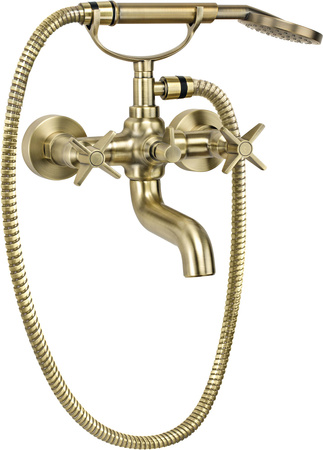 Bateria wannowa z zestawem prysznicowym Deante Temisto mosiądz innowacyjna wytrzymała powłoka w kolorze mosiądzu