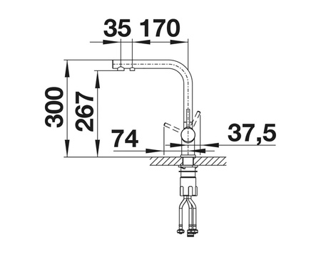 Bateria kuchenna Blanco Fontas II stalowa funkcjonalna nowoczesna bateria z podłączeniem do filtra wody obracana wylewka