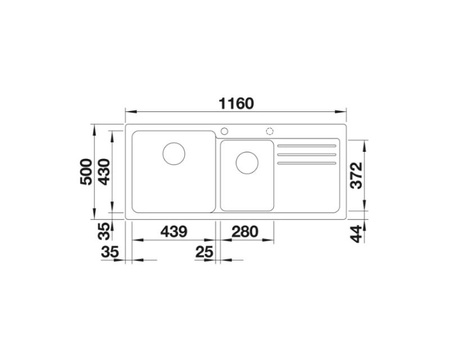 Zlewozmywak Blanco Naya 8 S Silgranit czarny zlew wpuszczany w blat dwukomorowy prawa wyważona i nowoczesna linia