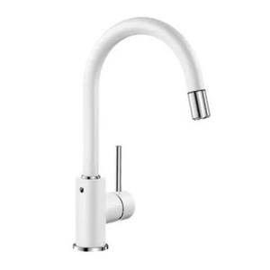 Bateria kuchenna Blanco Mida-S Silgranit-Look biała bateria z wyciąganą wylewką szczególnie polecana do kompaktowych zlewozmywaków