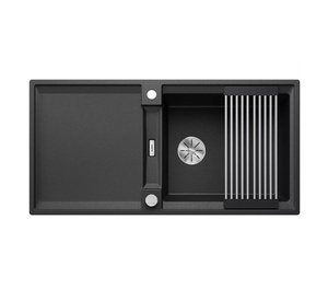 Zlewozmywak Blanco Adira XL 6 S Silgranit antracyt zlew wpuszczany w blat jednokomorowy z odpływem InFino odwracalny korek automatyczny mata stalowa składana