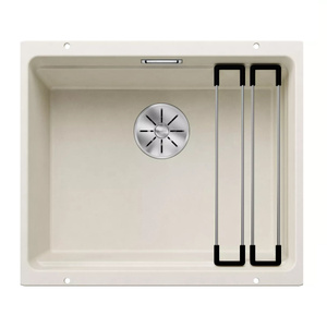 Zlewozmywak Blanco Etagon 500-U Silgranit beżowy zlew podwieszany jednokomorowy z odpływem InFino i szynami ze stali szlachetnej