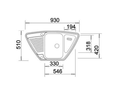 Zlewozmywak Blanco Tipo 9 E stal matowa zlew narożny jednokomorowy wpuszczany w blat korek automatyczny