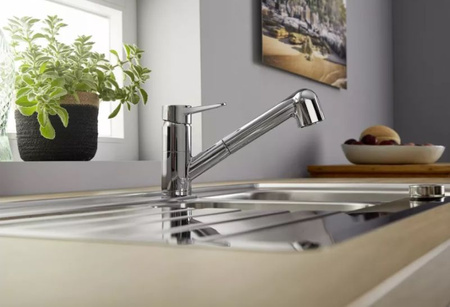 Bateria kuchenna Blanco Wega-S II biały/chrom z wyciąganą wylewką szczególnie polecana do kompaktowych zlewozmywaków