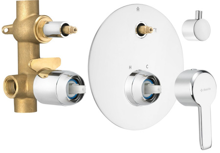 Bateria prysznicowa podtynkowa z przełącznikiem natrysku Deante Arnika chrom wyjątkowa elegancja