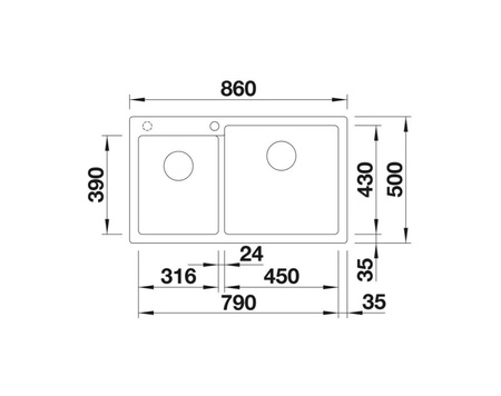 Zlewozmywak Blanco Pleon 9 Silgranit czarny prawa zlew wpuszczany w blat dwukomorowy z odpływem InFino o ponadczasowym eleganckim kształcie