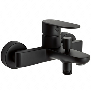 Bateria wannowa ścienna Deante Alpinia czarna ciśnieniowy przełącznik natrysku z blokadą aerator typu coin-slot