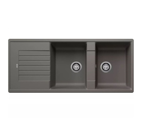 Zlewozmywak Blanco ZIA 8 S Silgranit wulkaniczny szary zlew wpuszczany w blat dwukomorowy odwracalny ponadczasowy oryginalny elegancki