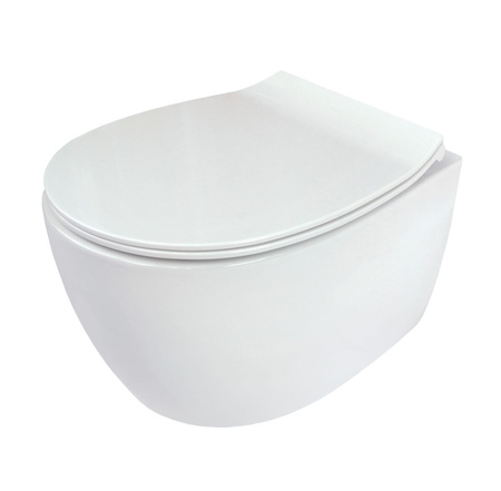 Miska WC wisząca ceramiczna Deante Silia biała miska bezkołnierzowa ułatwiająca utrzymanie czystości i higieny deska wolnoopadająca