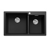 Zlewozmywak Blanco Pleon 9 Silgranit czarny lewa zlew wpuszczany w blat dwukomorowy z odpływem InFino o ponadczasowym eleganckim kształcie