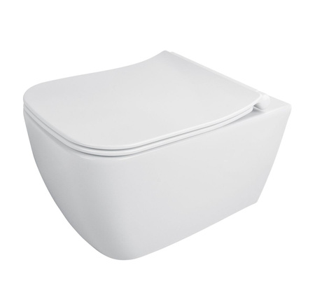 Miska WC wisząca ceramiczna Deante Hiacynt New biała miska bezkołnierzowa ułatwiająca utrzymanie czystości i higieny deska wolnoopadająca