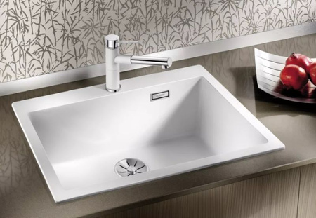 Zlewozmywak Blanco Pleon 8 Silgranit antracyt zlew wpuszczany w blat jednokomorowy z odpływem InFino o ponadczasowym eleganckim kształcie