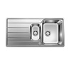 Zlewozmywak Blanco Lemis 6 S-IF stal szczotkowana zlew 1,5-komorowy montowany na równi z blatem odwracalny korek automatyczny modny prosty wygląd