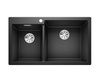 Zlewozmywak Blanco Pleon 9 Silgranit czarny prawa zlew wpuszczany w blat dwukomorowy z odpływem InFino o ponadczasowym eleganckim kształcie