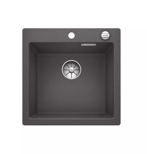 Zlewozmywak Blanco Pleon 5 Silgranit szarość skały zlew wpuszczany w blat jednokomorowy z odpływem InFino korek automatyczny o ponadczasowym eleganckim kształcie