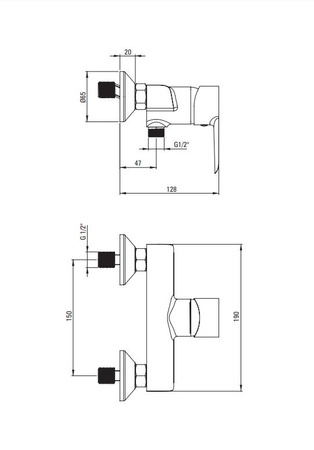 Bateria prysznicowa ścienna Deante Corio chromowana doskonałe połączenie klasyki i nowoczesności