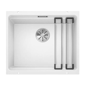 Zlewozmywak Blanco Etagon 500-U Silgranit biały zlew podwieszany jednokomorowy z odpływem InFino i szynami ze stali szlachetnej