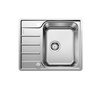 Zlewozmywak Blanco Lemis 45 S-IF Mini stal szczotkowana zlew jednokomorowy montowany na równi z blatem odwracalny korek automatyczny modny prosty wygląd