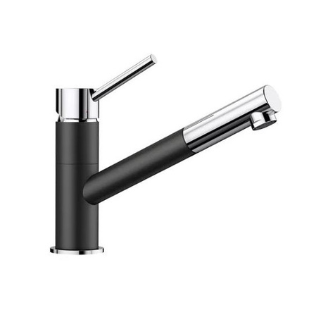 Bateria kuchenna Blanco Kano-S czarny/chrom nowoczesna bateria do zlewu z wyciąganą wylewką szczególnie polecana do zlewozmywaków kompaktowych