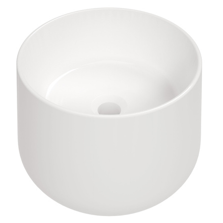 Umywalka nablatowa ceramiczna Deante Arnika biała okrągła wysoka umywalka wykonana z wytrzymałej ceramiki powłoka antybakteryjna
