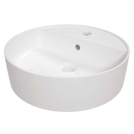 Umywalka nablatowa ceramiczna Square biała okrągła umywalka z miejscem na baterię wykonana z wytrzymałej ceramiki powłoka antybakteryjna