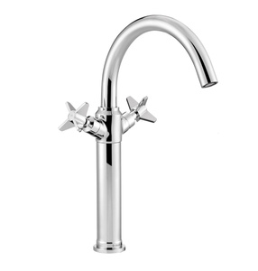 Bateria umywalkowa wysoka Deante Temisto chrom z obrotową wylewką ruchomy aerator typu honeycomb retro stylistyka w nowoczesnym wydaniu