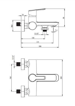 Bateria wannowa ścienna Deante Arnika złota z mechanicznym przełącznikiem funkcji