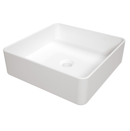 Umywalka nablatowa ceramiczna Deante Square biała kwadratowa umywalka wykonana z wytrzymałej ceramiki powłoka antybakteryjna