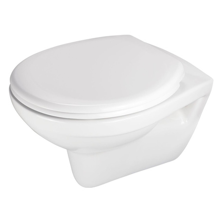 Miska WC wisząca ceramiczna Deante Boro biała miska bezkołnierzowa ułatwiająca utrzymanie czystości i higieny deska wolnoopadająca