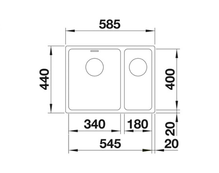 Zlewozmywak Blanco Andano 340/180-U stal polerowana zlew 1,5-komorowy podwieszany prawa o niepowtarzalnym designie