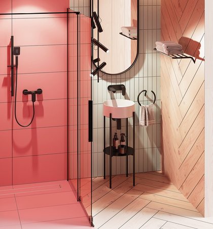 Bateria prysznicowa ścienna Deante Alpinia czarna bateria wyposażona w zawory zwrotne innowacyjna powłoka nanoszona metodą Nero