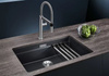 Zlewozmywak Blanco Etagon 700-U Silgranit czarny zlew podwieszany jednokomorowy z odpływem InFino szyny ze stali szlachetnej