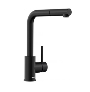 Bateria kuchenna Blanco Mila-S czarny mat bateria z praktyczną wyciąganą wylewką elegancki design minimalistyczne wykończenie