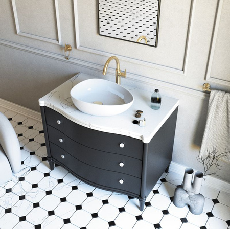 Umywalka nablatowa ceramiczna Deante Alpinia biała asymetryczna umywalka wykonana z wytrzymałej ceramiki powłoka antybakteryjna