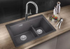 Zlewozmywak Blanco Pleon 6 Split Silgranit wulkaniczny szary lewa zlew wpuszczany w blat jednokomorowy z odpływem InFino o ponadczasowym eleganckim kształcie