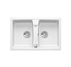 Zlewozmywak Blanco Lexa 8 Silgranit biały zlew wpuszczany w blat dwukomorowy odwracalny z odpływem InFino korek automatyczny nowoczesny zlewozmywak pasujący do każdej kuchni