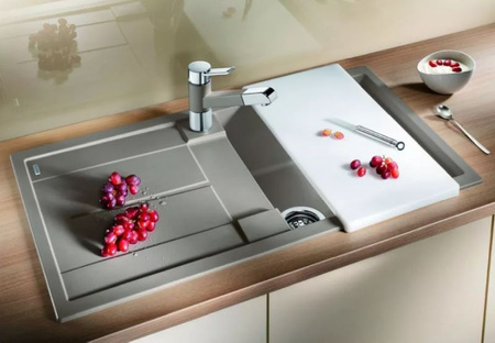 Zlewozmywak Blanco Metra 5 S Silgranit biały zlew wpuszczany w blat jednokomorowy odwracalny o nowoczesnym prostym wzornictwie