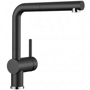 Bateria kuchenna Blanco Linus-S Silgranit-Look czarna bateria z wyciąganą wylewką elegancki design minimalistyczne wykończenie
