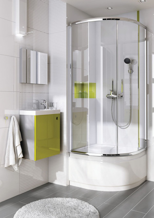 Kabina prysznicowa półokrągła Deante Funkia 90x90 cm chrom stylowa kabina wytrzymałe szkło hartowane z powłoką hydrofobową