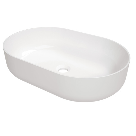 Umywalka nablatowa ceramiczna Deante Round biała owalna umywalka wykonana z wytrzymałej ceramiki powłoka antybakteryjna