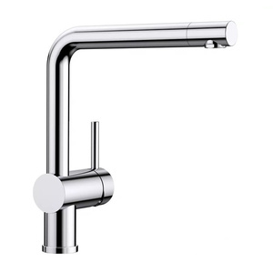 Bateria kuchenna Blanco Linus chromowana nowoczesna bateria do zlewu minimalistyczny design duży zakres obrotu wylewki