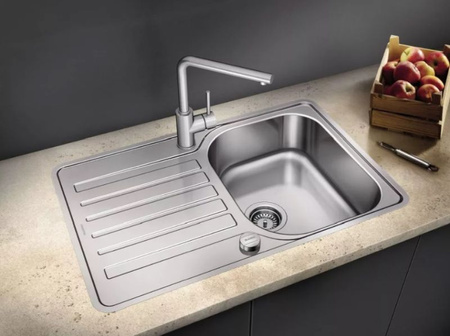 Zlewozmywak Blanco Lantos 45 S-IF Compact stal szczotkowana zlew jednokomorowy odwracalny montowany na równi z blatem korek automatyczny czysta forma w atrakcyjnej cenie