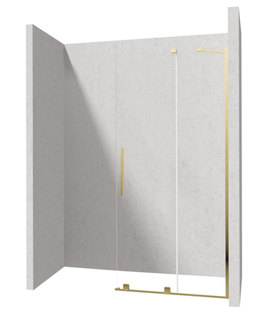 Ścianka prysznicowa walk-in Deante Prizma 120 cm złota przesuwna ścianka prysznicowa z powłoką hydrofobową system modułowy