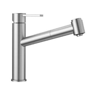 Bateria kuchenna Blanco Ambis-S stal szczotkowana z wyciąganą wylewką proste wzornictwo do nowoczesnych kuchni