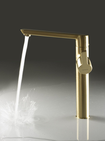 Bateria umywalkowa wysoka Deante Arnika złoto szczotkowane innowacyjna powłoka nanoszona metodą PVD